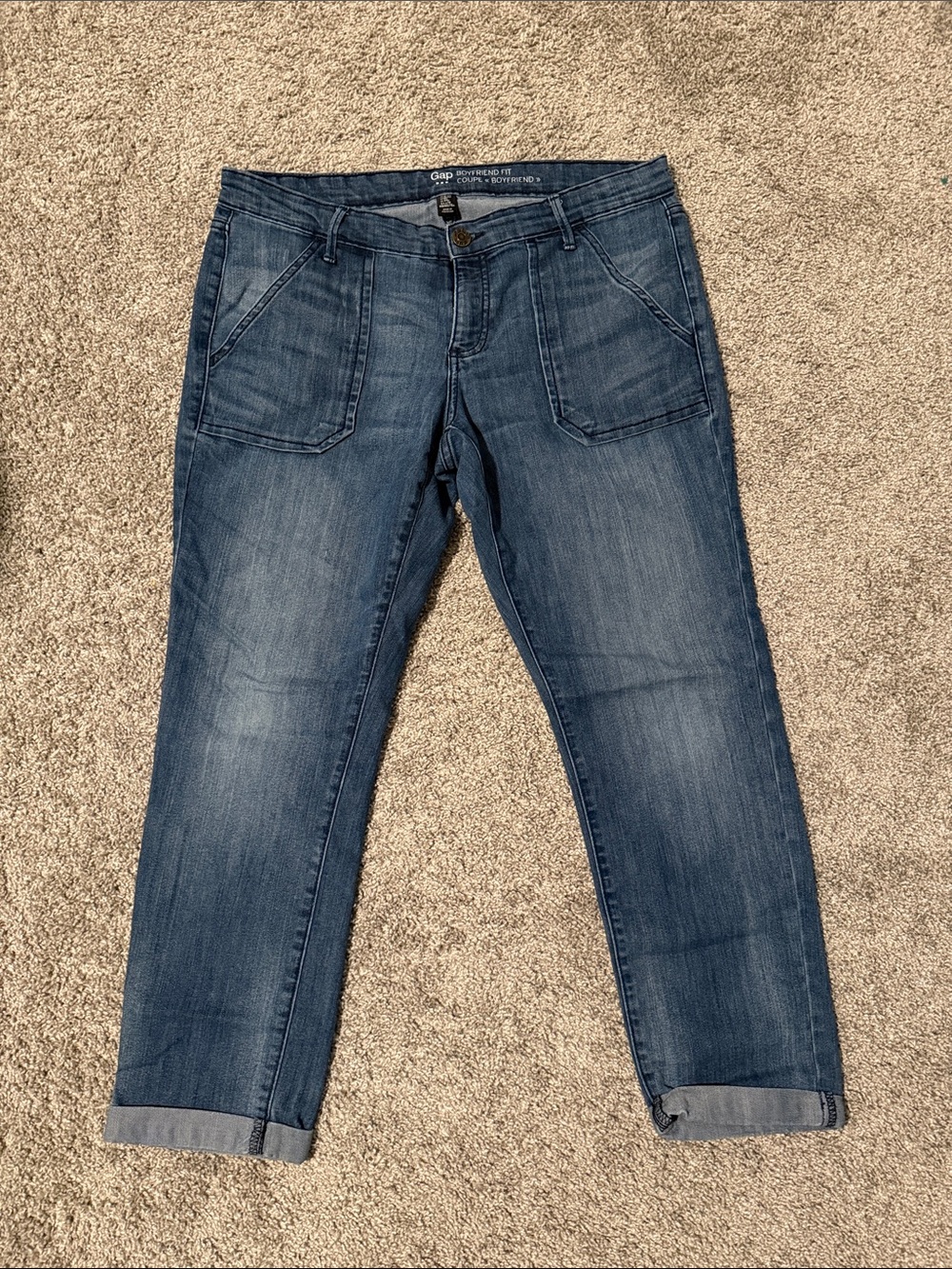 GAP Women's Medium Blue Boyfriend Jeans with Cuffed Hem